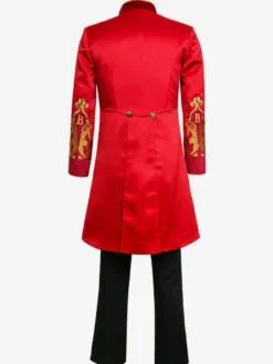 Ensemble Vintage Noir Avec Œillets Rouge Rétro Manches Longues Costumes Hommes Déguisement