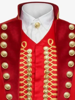 Ensemble Vintage Noir Avec Œillets Rouge Rétro Manches Longues Costumes Hommes Déguisement