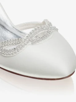 Escarins de mariée ivoire en satin talon carré boucle réglable chaussures de mariage