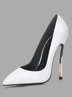 Escarpins basiques blancs pour femmes Chaussures à talons hauts avec bout pointu et bout pointu