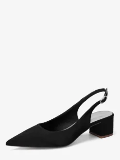 Escarpins de mariage en satin à talon compensé bout pointu et bride arrière