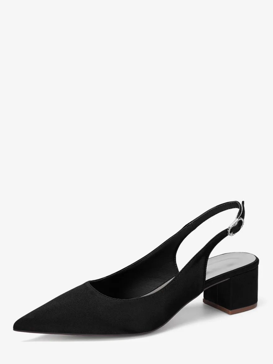 Escarpins de mariage en satin à talon compensé bout pointu et bride arrière