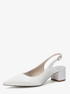 Escarpins de mariage en satin à talon compensé bout pointu et bride arrière