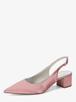 Escarpins de mariage en satin à talon compensé bout pointu et bride arrière