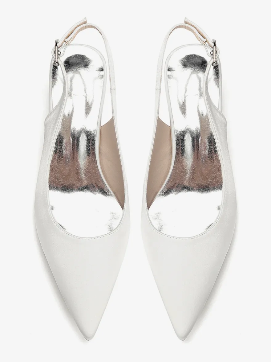 Escarpins de mariage en satin à talon compensé bout pointu et bride arrière