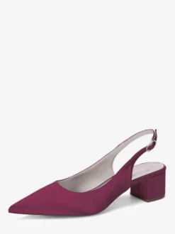 Escarpins de mariage en satin à talon compensé bout pointu et bride arrière