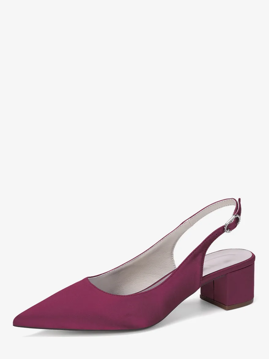 Escarpins de mariage en satin à talon compensé bout pointu et bride arrière