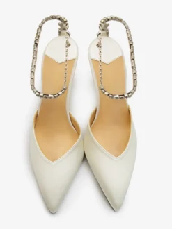 Escarpins de mariée à talons et bride à la cheville pour femmes en satin