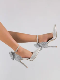 Escarpins de Soirée à Talons Hauts avec Bout Pointu en Cuir Synthétique Unicolore