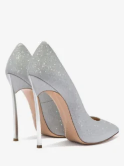 Escarpins de Soirée à Talons Hautes Fins Femmes en Paillette avec Bout Pointu à Cuir Synthétique Unicolore