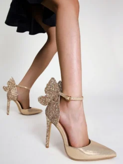 Escarpins de Soirée à Talons Hauts avec Bout Pointu en Cuir Synthétique Unicolore
