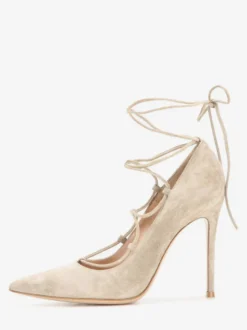 Escarpins en daim à talons hauts et bout pointu croisés pour femmes