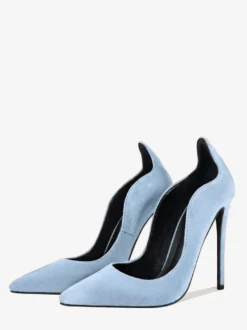 Escarpins en daim à talons hauts bout pointu à enfiler pour femme