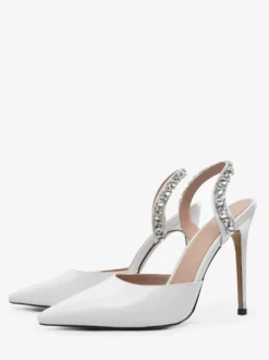 Escarpins Femme Chaussures Soirée Noires À Talons Hauts Bout Pointu Strass Sexy