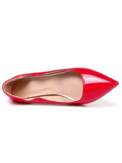 Escarpins femme couleur nue en PU bout pointu talon mi-bas