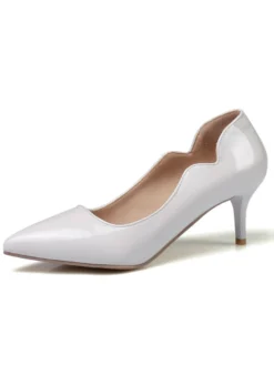 Escarpins femme couleur nue en PU bout pointu talon mi-bas