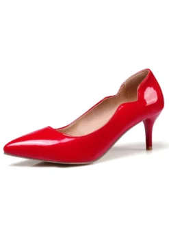 Escarpins femme couleur nue en PU bout pointu talon mi-bas