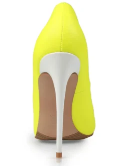 Escarpins femme rouge rosé en PU talon haut bout pointu