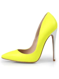 Escarpins femme rouge rosé en PU talon haut bout pointu