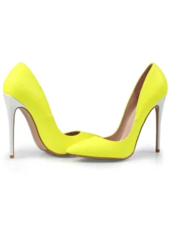 Escarpins femme rouge rosé en PU talon haut bout pointu