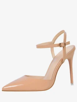 Escarpins femme slingbacks nude en PU talon haut bout pointu