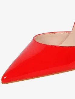 Escarpins femme slingbacks nude en PU talon haut bout pointu