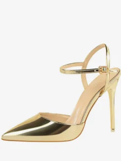 Escarpins femme slingbacks nude en PU talon haut bout pointu