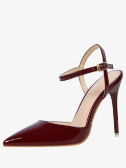 Escarpins femme slingbacks nude en PU talon haut bout pointu