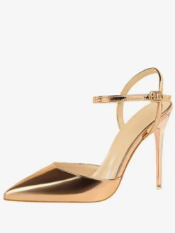 Escarpins femme slingbacks nude en PU talon haut bout pointu