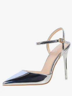 Escarpins femme slingbacks nude en PU talon haut bout pointu