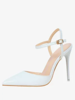 Escarpins femme slingbacks nude en PU talon haut bout pointu
