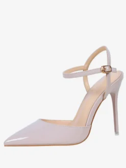 Escarpins femme slingbacks nude en PU talon haut bout pointu
