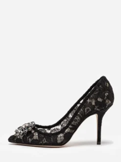 Escarpins Femmes À Talons Aiguilles En Cristal Chaussures Dentelle À Bout Pointu
