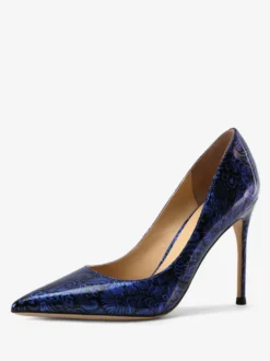 Escarpins femmes à talons aiguilles imprimés en cuir verni