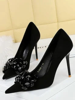 Escarpins Femmes Talons Hauts Talon Aiguille Daim Cuir