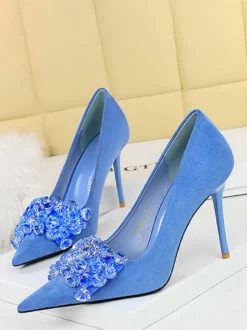 Escarpins Femmes Talons Hauts Talon Aiguille Daim Cuir