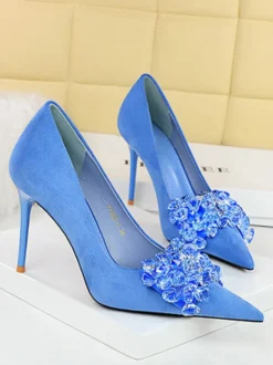 Escarpins Femmes Talons Hauts Talon Aiguille Daim Cuir