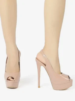 Escarpins Femmes Talons Hauts Bout Ouvert Plateforme Talon Aiguille