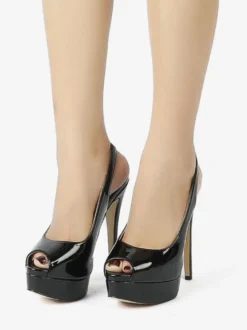 Escarpins Femmes Talons Hauts Bout Ouvert Plateforme Talon Aiguille