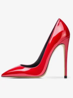 Escarpins femme talon haut vernis rouge bout pintu Chaussures sexy