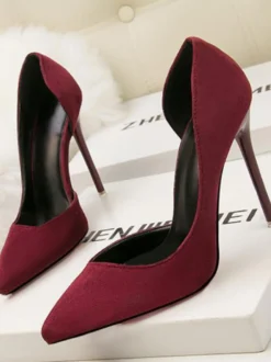 Escarpins femme talons hauts bout pointu talon aiguille bleu Royal en daim