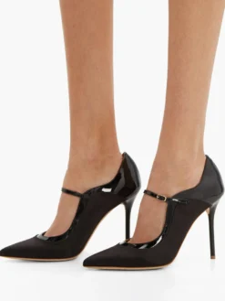 Escarpins Mary Jane noirs à bout pointu et talons hauts