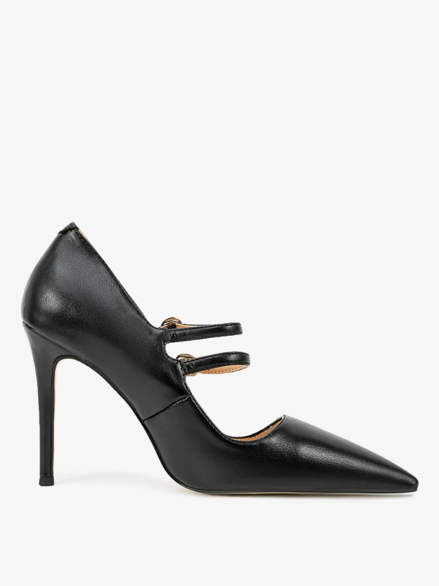 Escarpins noirs Mary Jane à bout pointu et talons aiguilles