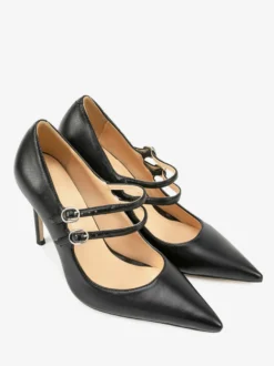 Escarpins noirs Mary Jane à bout pointu et talons aiguilles