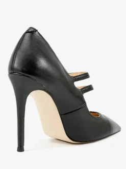 Escarpins noirs Mary Jane à bout pointu et talons aiguilles