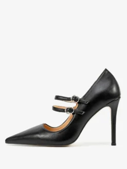 Escarpins noirs Mary Jane à bout pointu et talons aiguilles