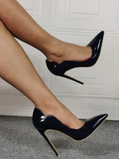 Escarpins noirs pour femmes sans lacets bout pointu talon aiguille mode grande taille talons hauts décontractés