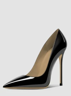 Escarpins noirs à talons hauts pour femmes bout pointu chaussures habillées à enfiler