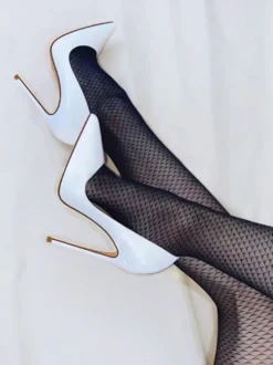 Escarpins noirs à talons hauts pour femmes bout pointu chaussures habillées à enfiler