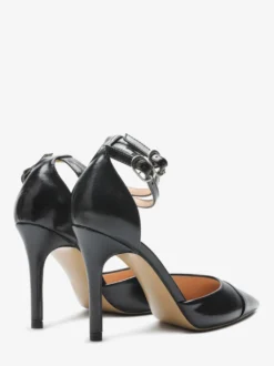 Escarpins noirs à talons hauts pour femmes bout pointu et bride cheville